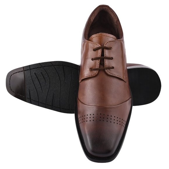 LIBERTYZENO Brown Leather Oxford Style Dress Shoes main image 7